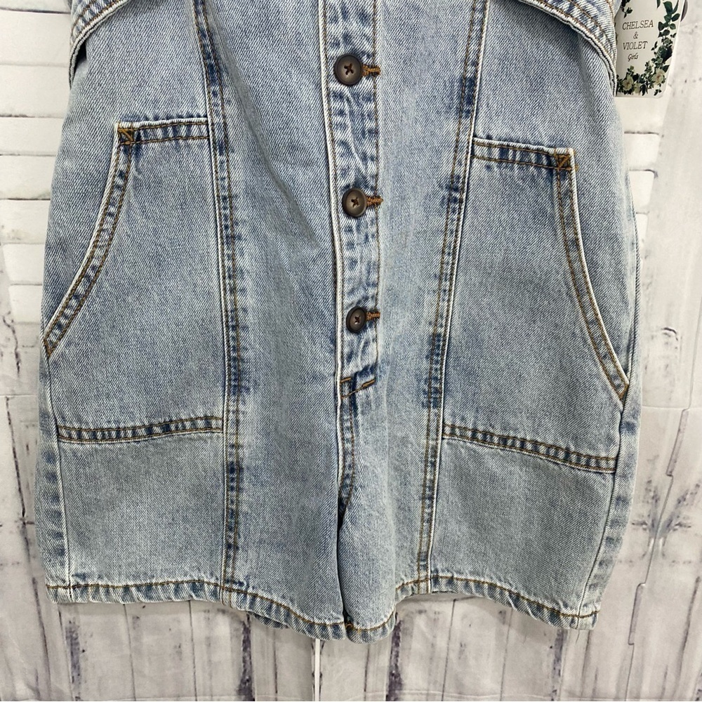 Chelsea & Violet Big Girls Size Large 1 Piece Denim Button Front Tie Back Romper - Picture 3 of 11